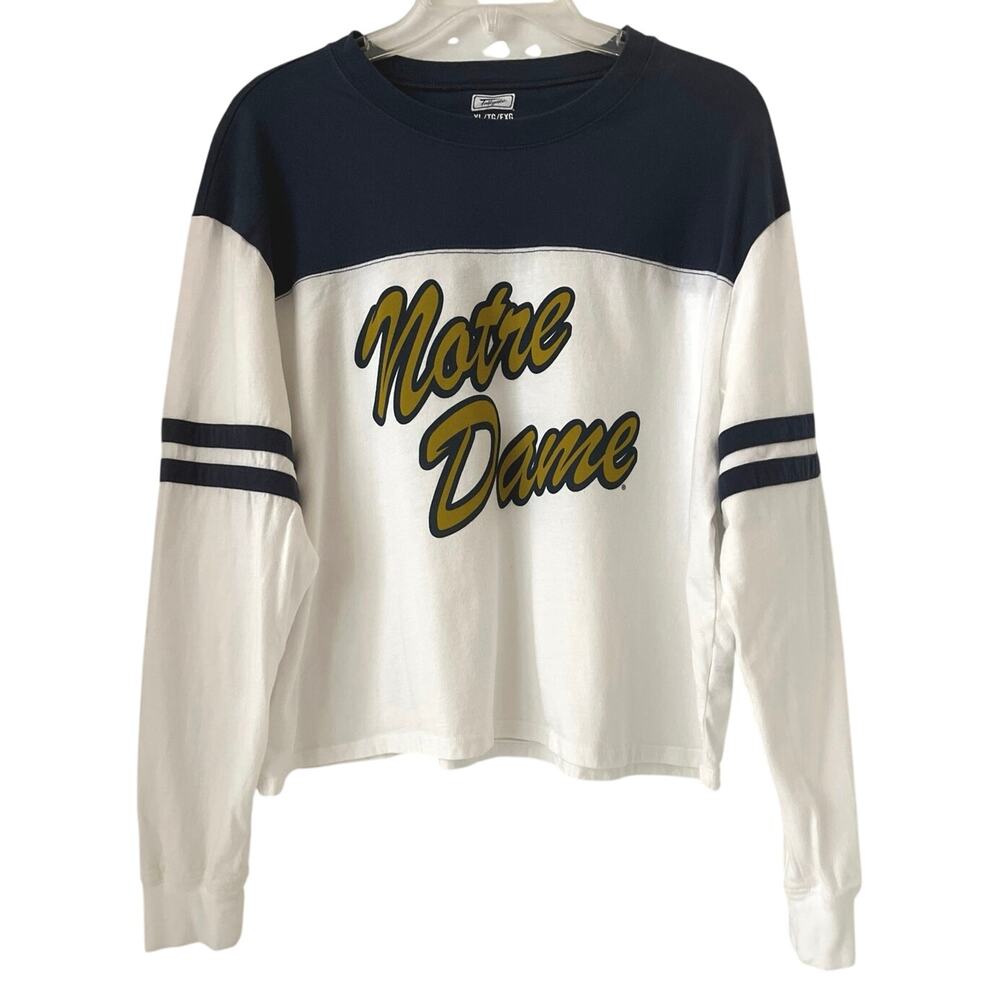 Tailgate Notre Dame Graphic Tshirt Womens Size XL Blue White Game Day Cotton